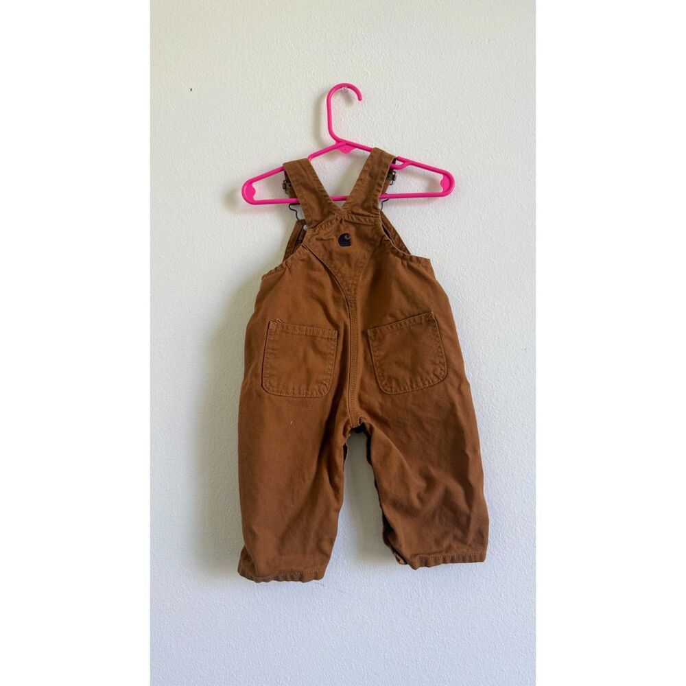 Carhartt Baby Overalls 9 Months Brown Duck Canvas Bib Workwear 9M